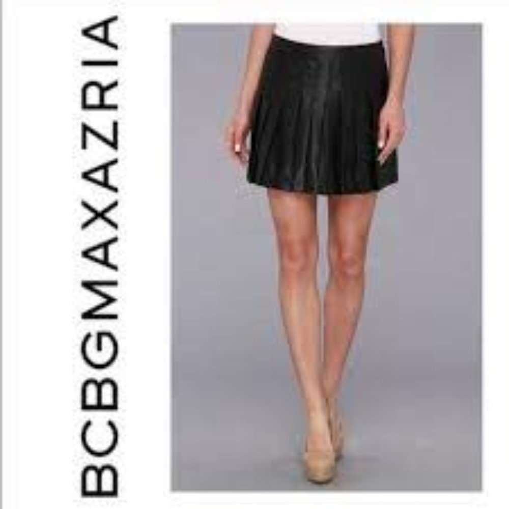 BCBGMaxAzria Shane Black Pleather Mini Skirt (size S)